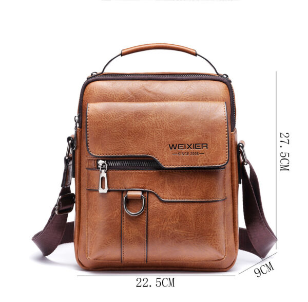 Popular Men's Messenger Bag One Shoulder Retro Business Backpack PU Leather Flaps Crossbody Bags Business Flap Male Solid Travel Bag - Image 3