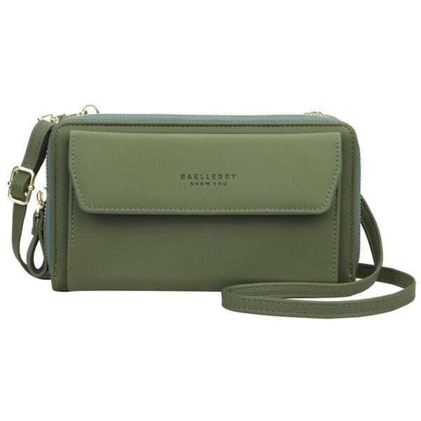 Ladies Long Wallet Double Zipper Large Capacity Diagonal Bag - Image 3