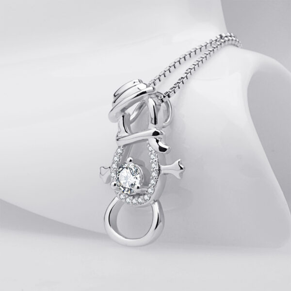 Snowman Pendant 925 Silver Necklace - Image 7