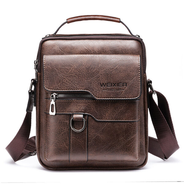 Popular Men's Messenger Bag One Shoulder Retro Business Backpack PU Leather Flaps Crossbody Bags Business Flap Male Solid Travel Bag - Image 4