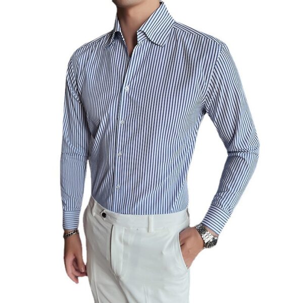 Men's Large V Non-ironing Striped Shirt - Image 2