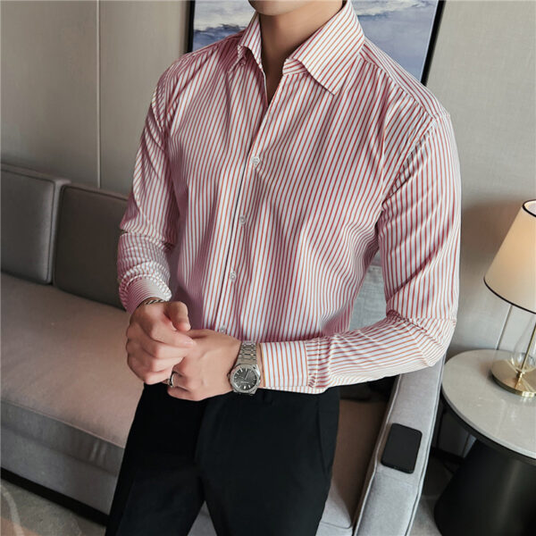 Men's Large V Non-ironing Striped Shirt - Image 3