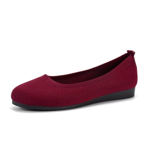 Round Toe Flats Shoes Casual Comfortable Soft Slip On Knit Mesh Shoes For Women - Image 5