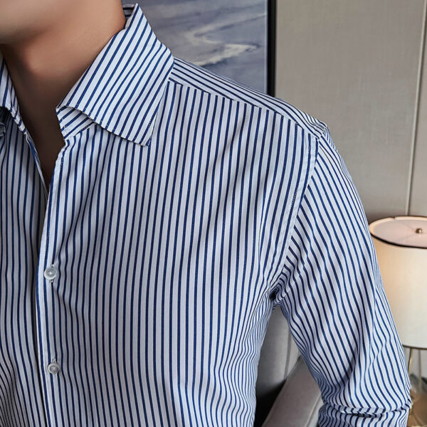 Men's Large V Non-ironing Striped Shirt - Image 5