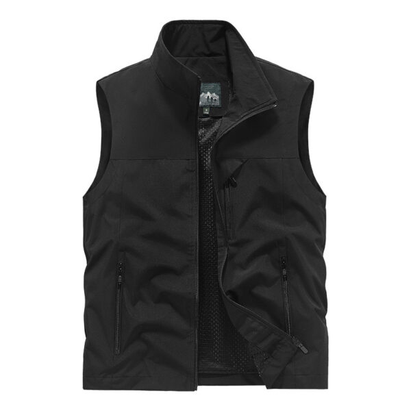 Polyester Casual Stand Collar Multi-pocket Outdoor Photography Fishing Men's Vest Jacket - Image 6