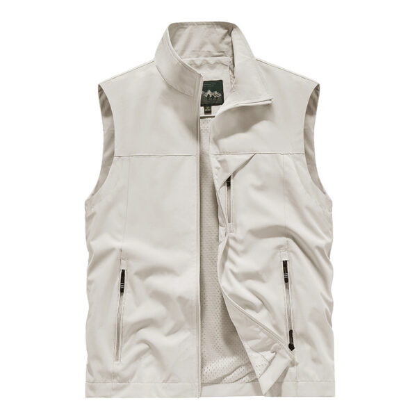 Polyester Casual Stand Collar Multi-pocket Outdoor Photography Fishing Men's Vest Jacket - Image 7