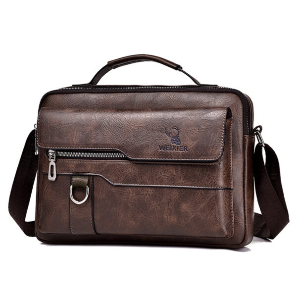 Popular Men's Messenger Bag One Shoulder Retro Business Backpack PU Leather Flaps Crossbody Bags Business Flap Male Solid Travel Bag - Image 8