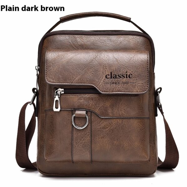 Popular Men's Messenger Bag One Shoulder Retro Business Backpack PU Leather Flaps Crossbody Bags Business Flap Male Solid Travel Bag - Image 5