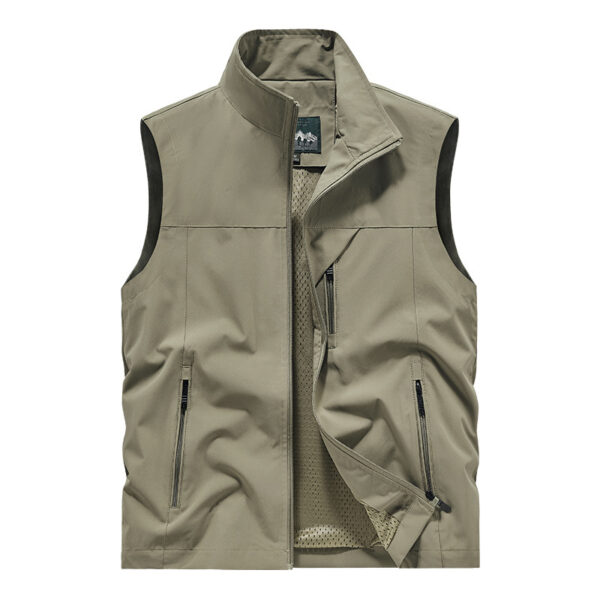 Polyester Casual Stand Collar Multi-pocket Outdoor Photography Fishing Men's Vest Jacket - Image 3