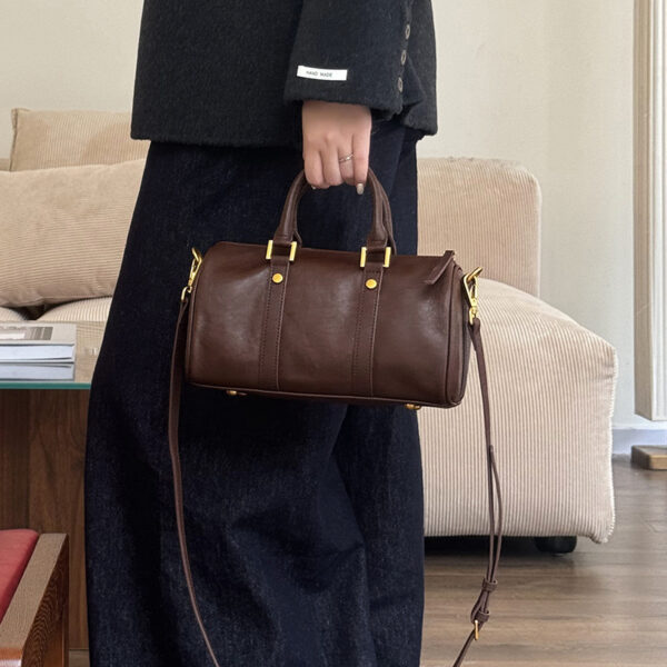Retro Portable Cowhide Crossbody Bag - Image 7