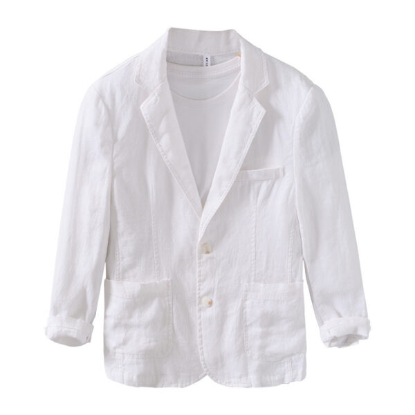 Retro Easy Matching Flat Collar Linen Suit - Image 2