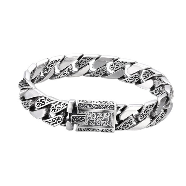 925 Sterling Silver Bracelet Tangcao Pattern Cuban Men Thick Type - Image 3