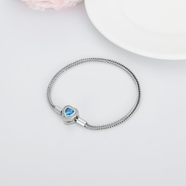 925 Sterling Silver Heart Bead Charm Net Chain for Bracelet - Image 6
