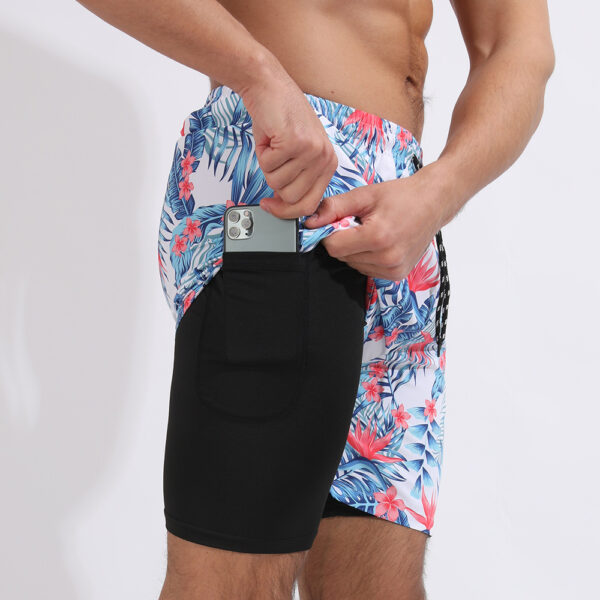 Men's Casual Printed Double-layer Beach Sports Shorts - Image 8
