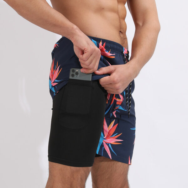 Men's Casual Printed Double-layer Beach Sports Shorts - Image 2