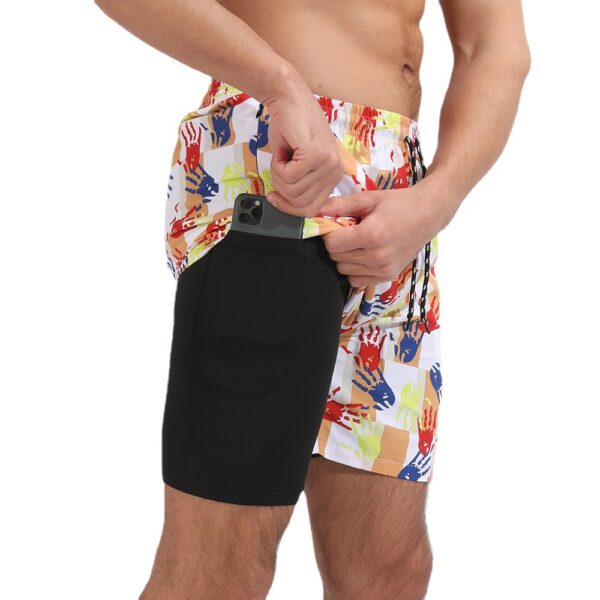 Men's Casual Printed Double-layer Beach Sports Shorts