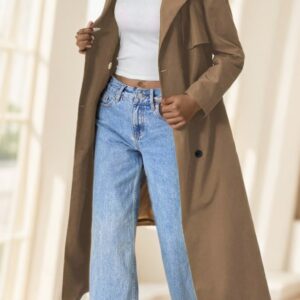 Women's Casual Double-Breasted Mid-Length Trench Coat