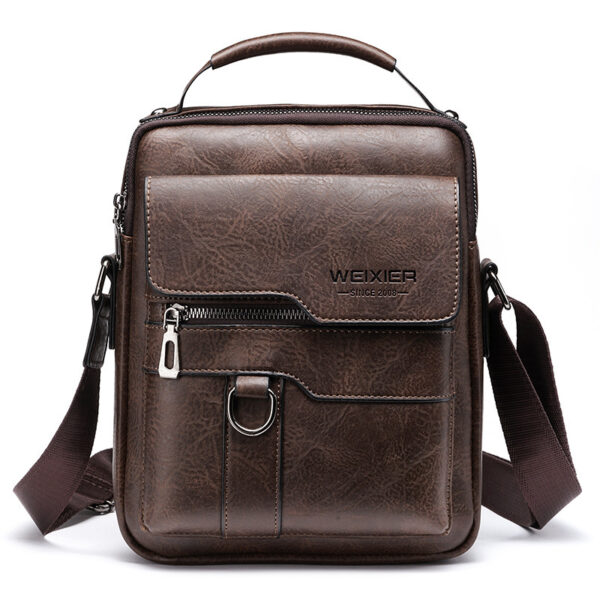 Popular Men's Messenger Bag One Shoulder Retro Business Backpack PU Leather Flaps Crossbody Bags Business Flap Male Solid Travel Bag - Image 2