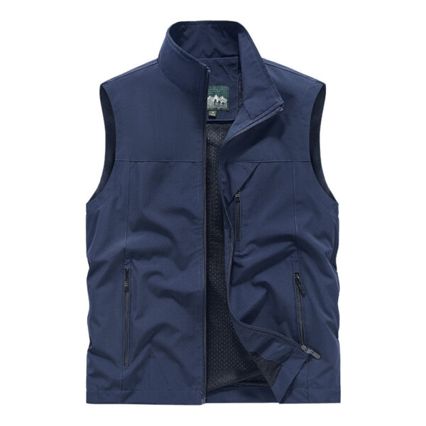 Polyester Casual Stand Collar Multi-pocket Outdoor Photography Fishing Men's Vest Jacket - Image 8