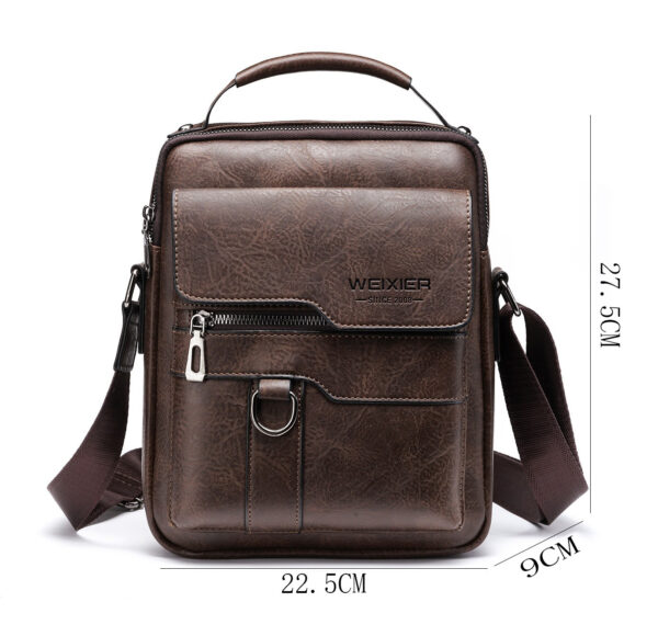 Popular Men's Messenger Bag One Shoulder Retro Business Backpack PU Leather Flaps Crossbody Bags Business Flap Male Solid Travel Bag - Image 10