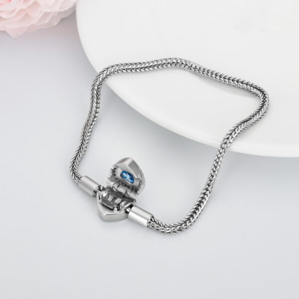 925 Sterling Silver Heart Bead Charm Net Chain for Bracelet - Image 4