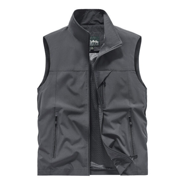 Polyester Casual Stand Collar Multi-pocket Outdoor Photography Fishing Men's Vest Jacket - Image 10