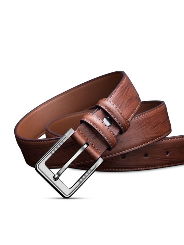 Men's Pin Buckle Leather Belt Leaf Pattern Three Colors - Image 7