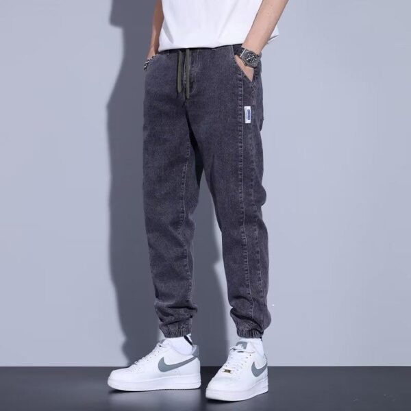 Youth Casual Harem Drawstring Elastic Elastic Beam Foot Type Men's Jeans - Image 4