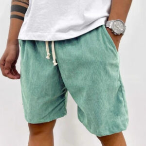 Men's Corduroy Shorts With Drawstring Fashion Casual Pockets Pants Summer